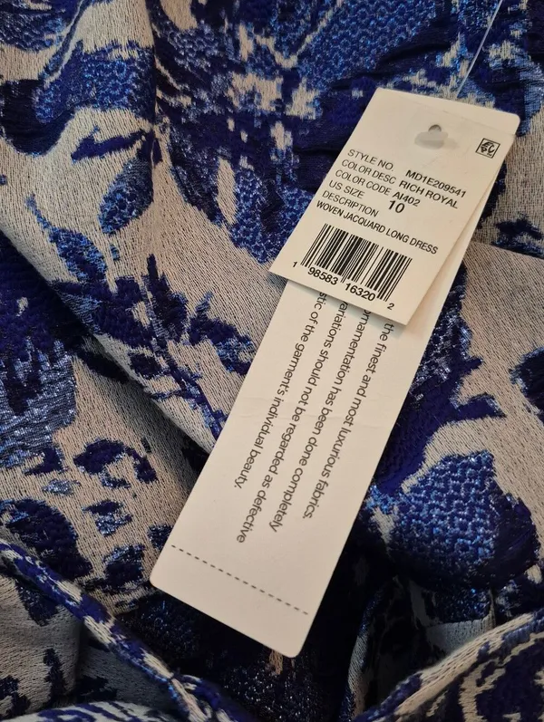 NWT Adrianna Papell Aidan Mattox Blue Floral Jacquard Gown Size 10 - Image 14