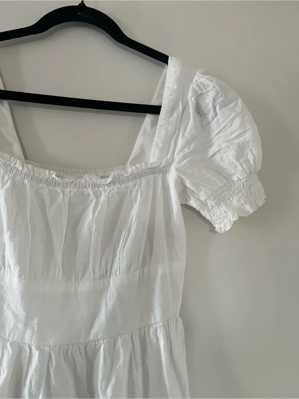 Altar'd State White 100% Cotton Milkmaid Puff Sleeve Mini Dress M Cottagecore - Image 2