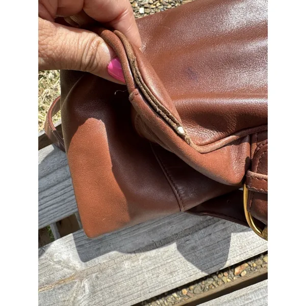 LIZ CLAIBORNE Shoulder‎ Purse Satchel Tote Leather Bucket Bag Brown Rare - Image 5