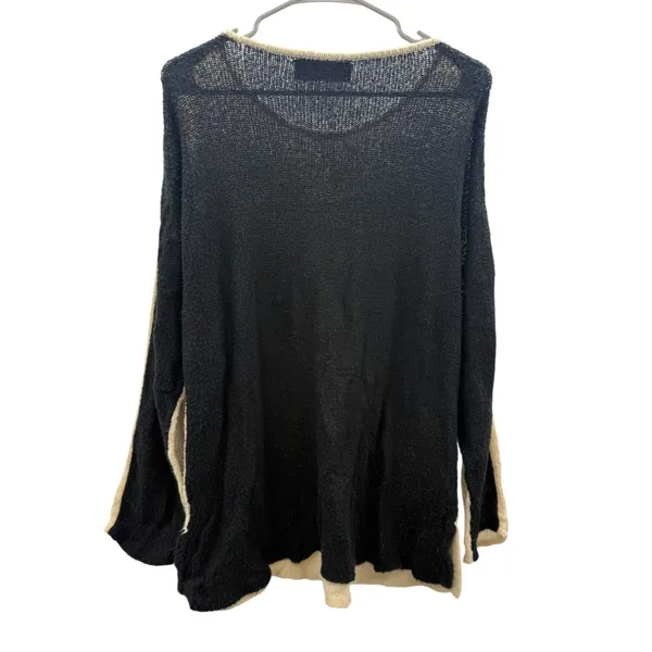 Akira Black Label Sweater Womens Medium‎ Cream Black Reversible Knit Slouchy - Image 2