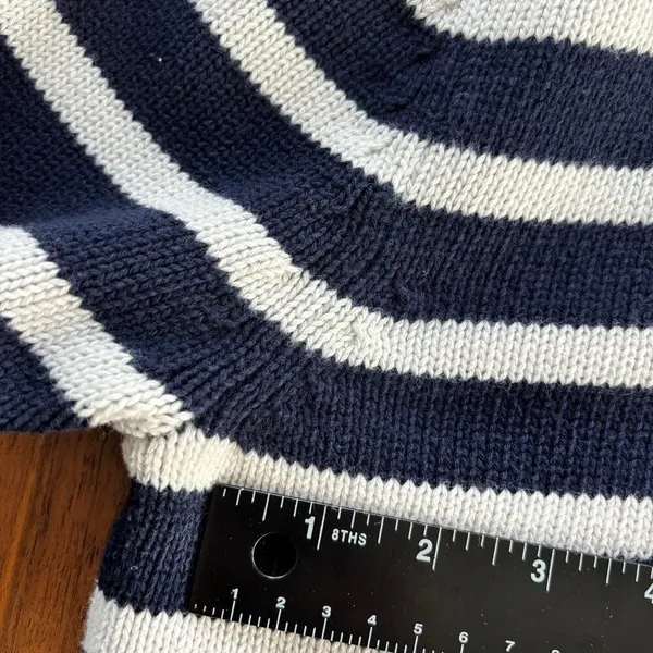 Gap 24/7 Stripe Turtleneck Sweater‎ XL 100% Cotton Navy Nautical Coastal Sailing - Image 6