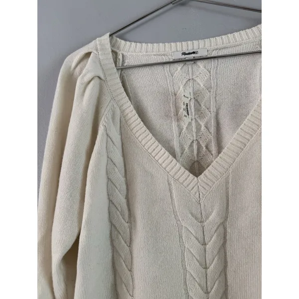 NWT Madewell V-Neck Pullover Cream Sweater Merino Wool Size Small - Image 3