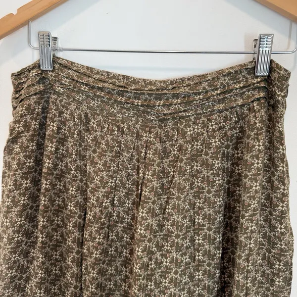 Massimo Dutti Women's Maxi Skirt, Size L Brown Flowy Long Side Zip Skirt - Image 4