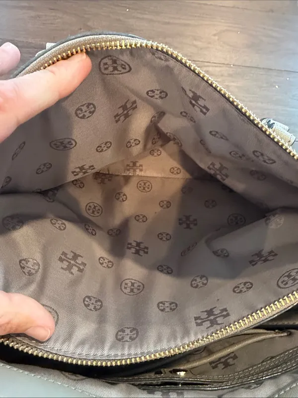 Tory Burch Robinson Tote French Grey Crossbody Bag Shoulder Strap Double Zip - Image 11