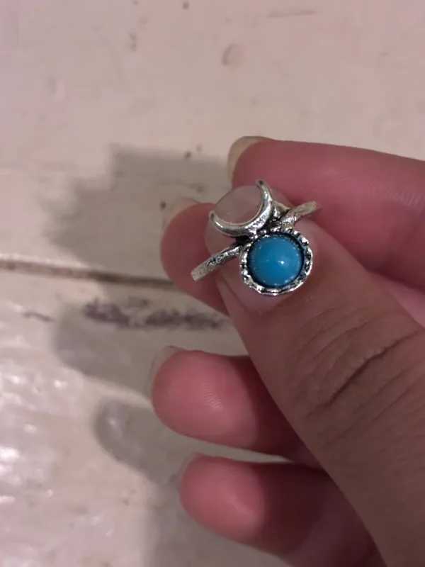 Celestial “Half Moon” Turquoise Silver Ring Piece Size none - Image 4
