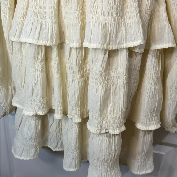 Vici Cream Ruffled Wrap Sundress with Bishop Sleeves - Image 5