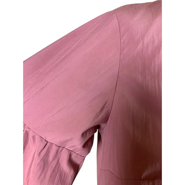 Maeve Anthropologie Taffeta Pink Shirt Dress Balloon Sleeve‎ Midi Boho XXS - Image 4