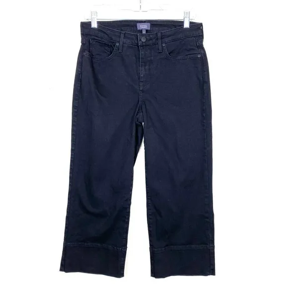 NYDJ Black Wash Wide Leg Cropped Capri Jeans - Image 3