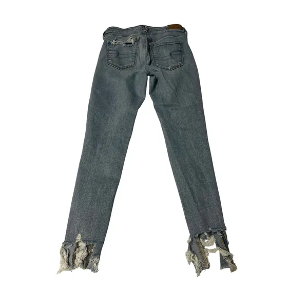 American Eagle Next Level Stretch Skinny Jeans Womens 4 Short Distressed Raw Hem - Image 2