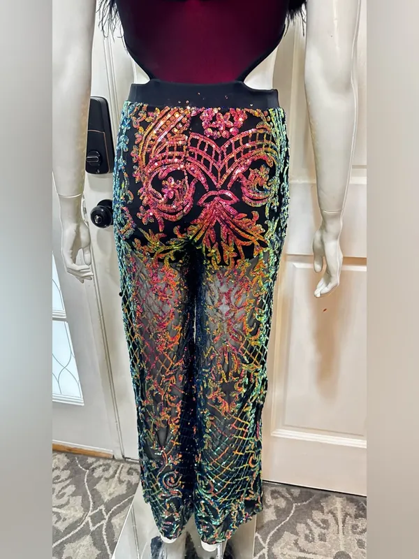 Revolution 10th House Dance Costume sequin Feather jumpsuit ZODIAC - Image 11
