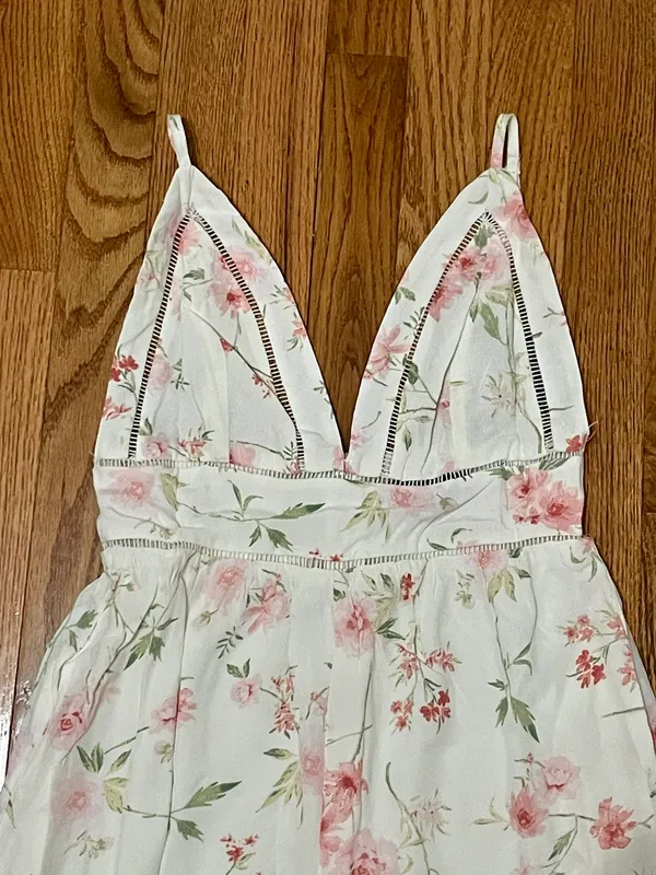 New With Tags Lulu’s Darling Blooms Ivory Floral Print Wide-Leg Jumpsuit XS - Image 8