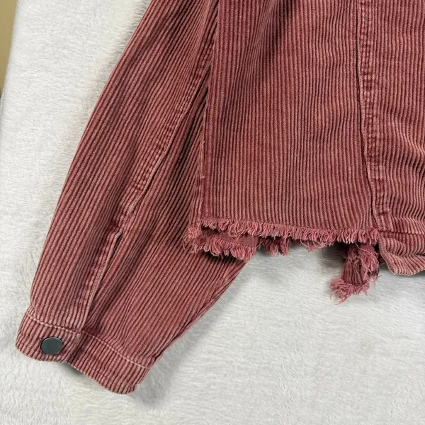 Altar'd State XS Corduroy Crop Jacket Pink Raw Hem Boho Autumn Western Cowgirl - Image 4