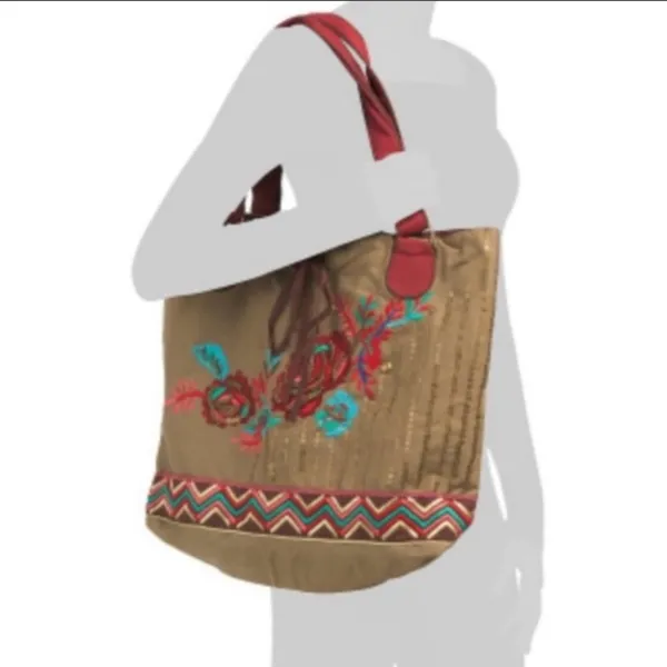 NWT Raga‎ embroidered beaded sequin tote bag - Image 2