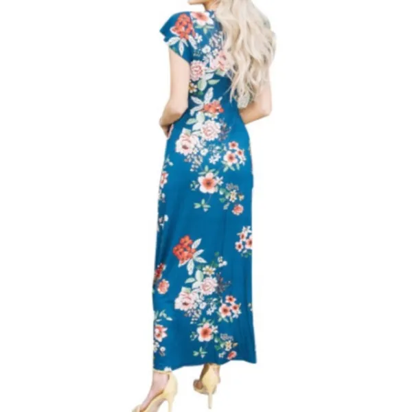 Boho Floral Maxi Dress - Royal Blue - Image 5