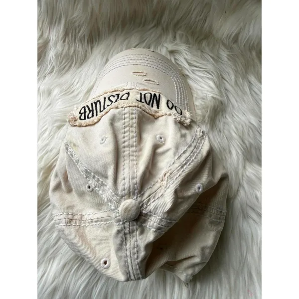 Beige Distressed 'Do Not Disturb' Baseball Cap [COPY] Black - Image 2