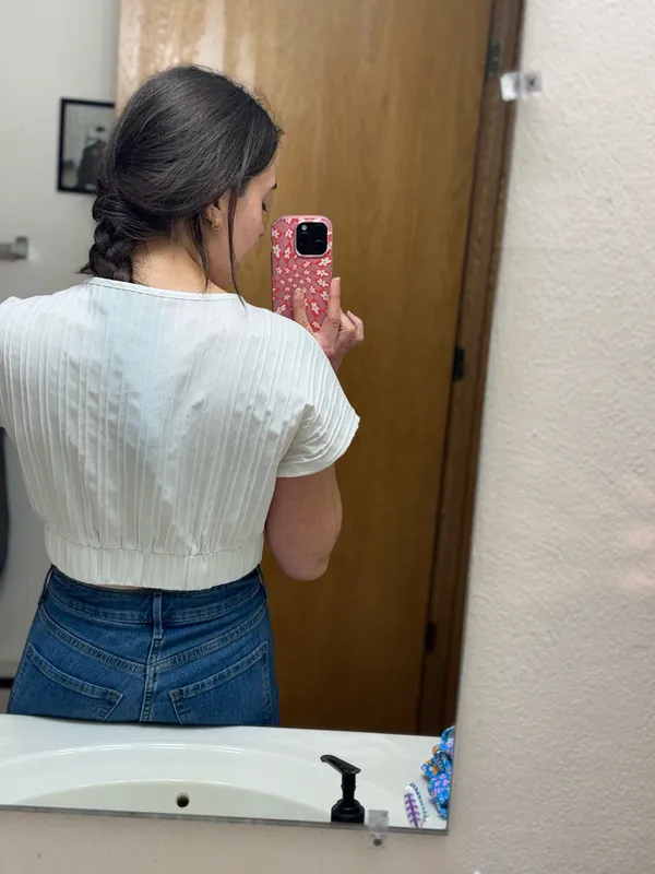 SHEIN cropped white blouse short sleeve - Image 2
