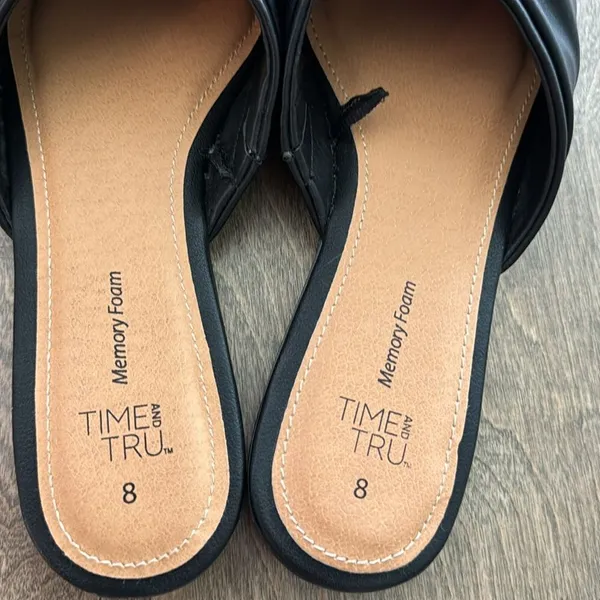 Time and Tru Women's Slip on Woven Twist Black Dress Mules Flats Size 8 - Image 7