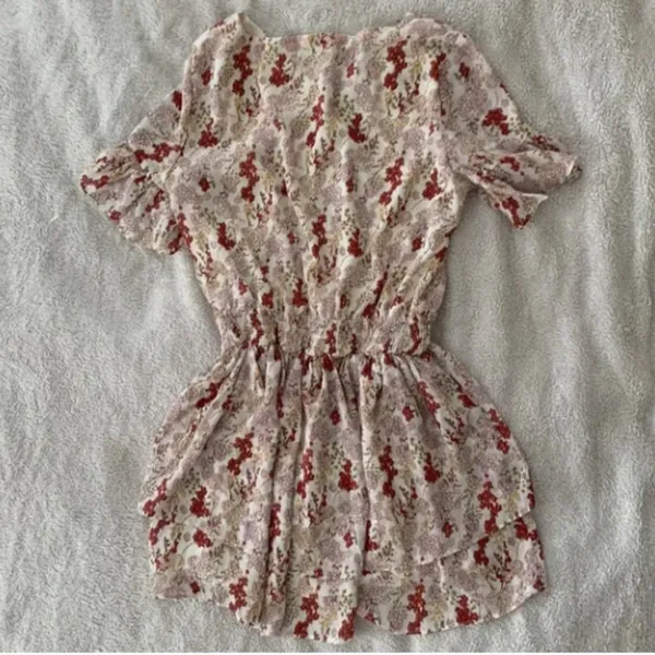 Sabo Skirt Floral Midi Dress - Red and White - Image 4
