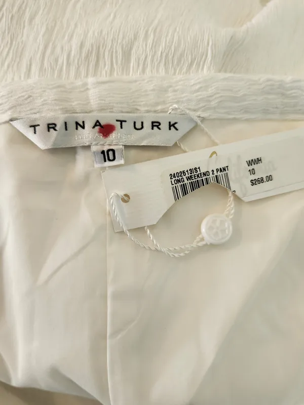 Trina Turk White Wide Leg Pants Size 10 NWT - Image 10