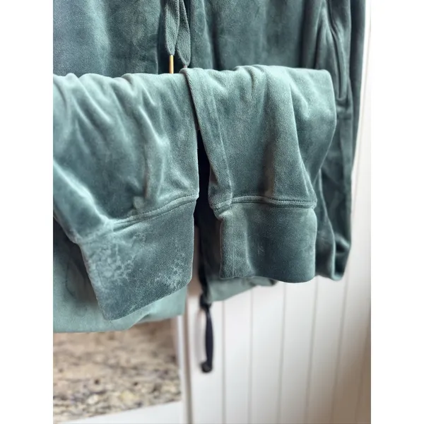 Aerie OFFLINE Women's Dark Green Velour Joggers M Long Drawstring Pockets - Image 5