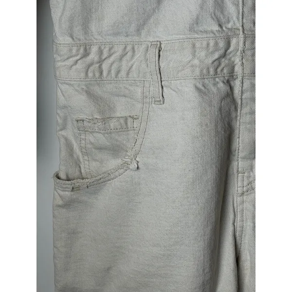 Current Elliott The Richland Coveralls Women Medium Ivory Denim Jumpsuit Utility - Image 6