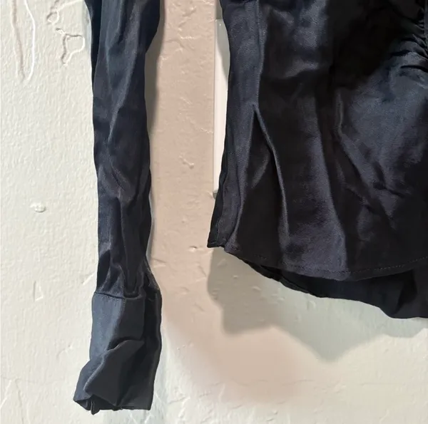 Zara Black Satin Ruched Blouse - Image 6