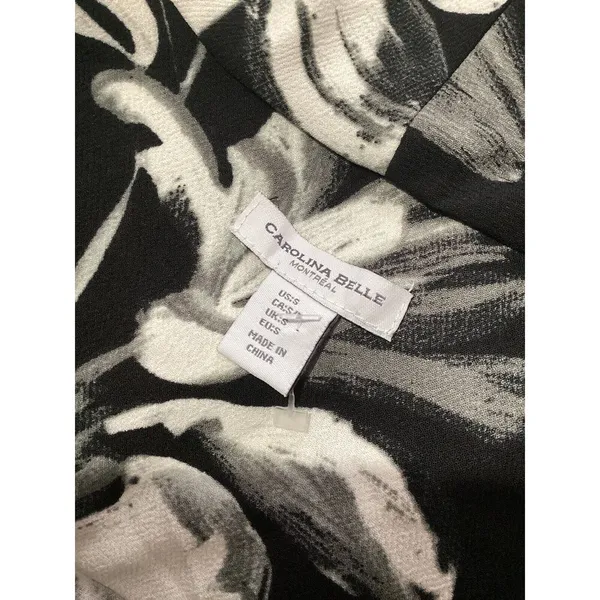 Carolina Belle Montreal Floral Open Front Blazer Jacket Black White S - Image 5