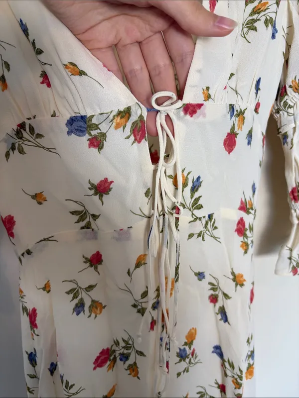 Reformation Alison Dress - Size 2 floral print ivory - Image 7