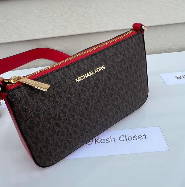 MK Jet Set Travel SM Crossbody With Tech Attach -Flame - Image 4