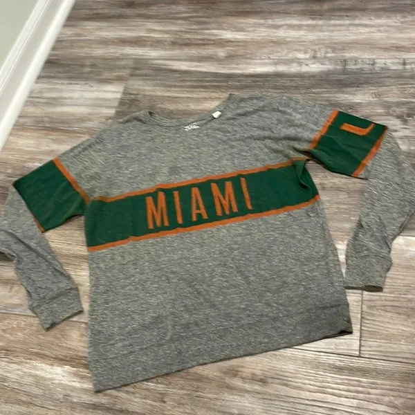 Original League College Corner Miami Hurricanes retro long sleeve t-shirt large - Image 2