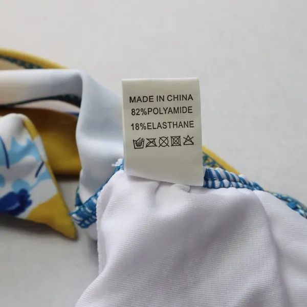 Yellow Floral Padded Halter Tie‎ Knot Boho Swim Sports Bra Bikini Top L Large - Image 7