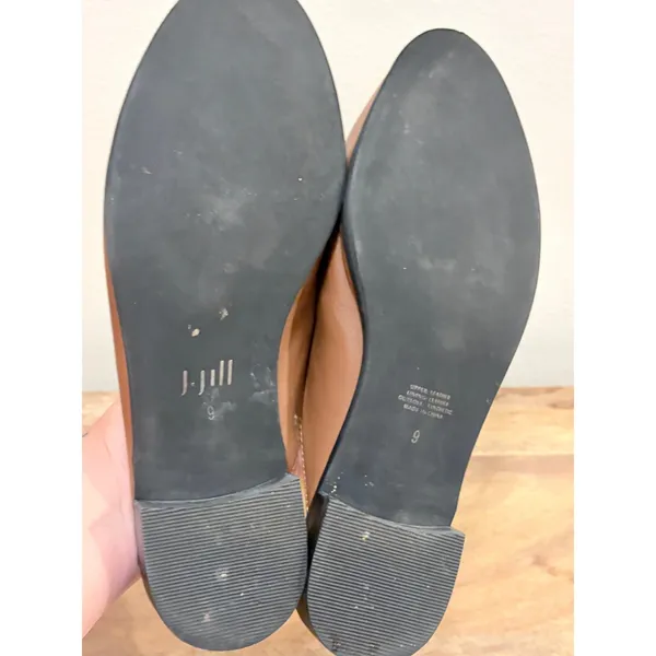 J.Jill Tan Leather Pointed Toe Mules Slip On Flat Shoes‎ Size 9 - Image 10