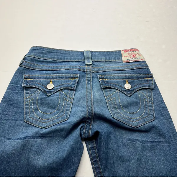 True Religion Becky Womens Size 27 Blue Denim Jean Distressed Low Rise *FLAWED‎ - Image 2