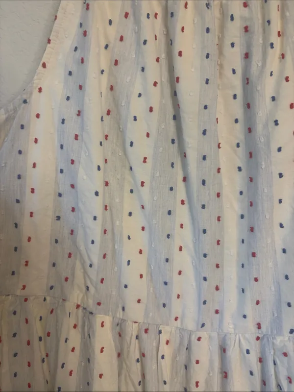 LOFT White Midi Sundress with stripes and Multicolor Dot embroidered Print - Image 6