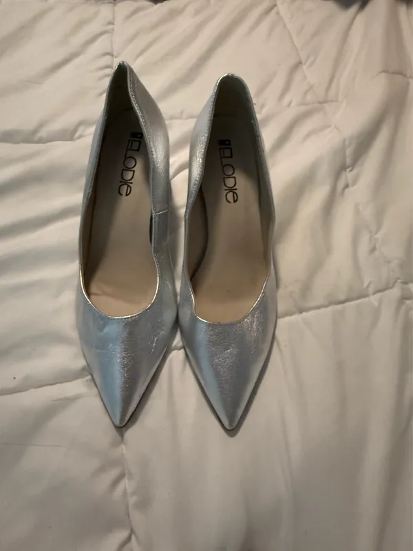 Elodie silver block pointy toe heels - Image 3