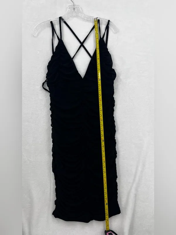 Papaya Black Ruched Spaghetti-Strap Mini Dress 0127 - Image 4