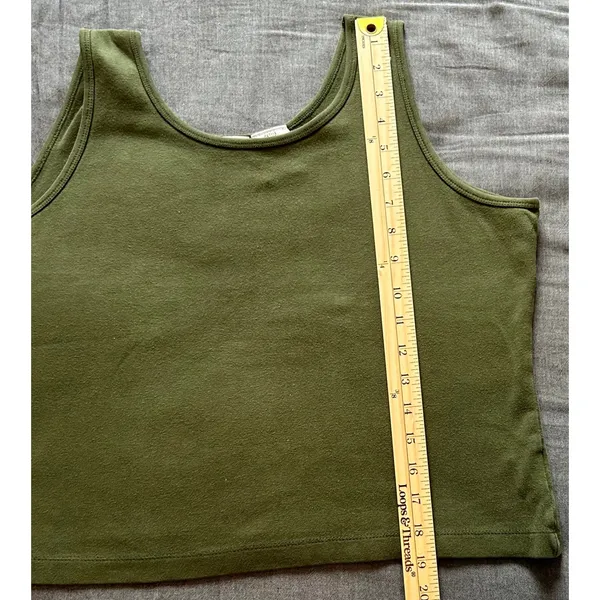 Liz Baker Petite Womens Large Tank Top Olive Green Scoop Neck Cotton Lycra - Image 9