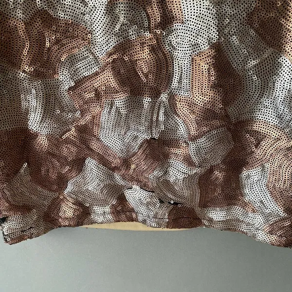Love Culture Sequin‎ MobWife Y2K Party Glam Cowl Neck Mini Dress Small Tan Gold - Image 4