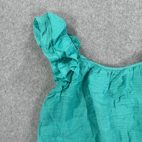 Express Ruffle Strap Tank Top Women's Large Gauzy Sleeveless Turquoise - Image 2