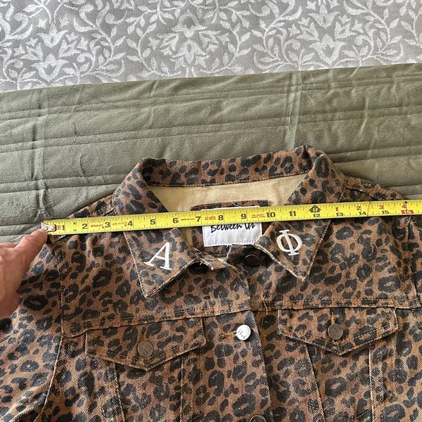 Leopard Print Jean Jacket Brown Size M - Image 5