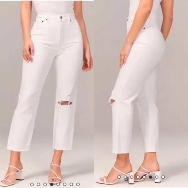 Abercrombie & Fitch Curve Love The Ankle‎ Straight Ultra High Rise White 34/18 - Image 2