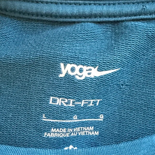 Nike Yoga Women's Teal-Blue Long Sleeve Crewneck Top Oversized Dri Fit Large - Image 6