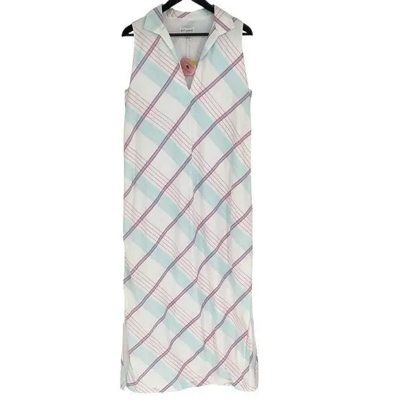 Petit Peony Kate Caftan Women's Plaid Collared Sleeveless Dress Multicolor Large - Image 3