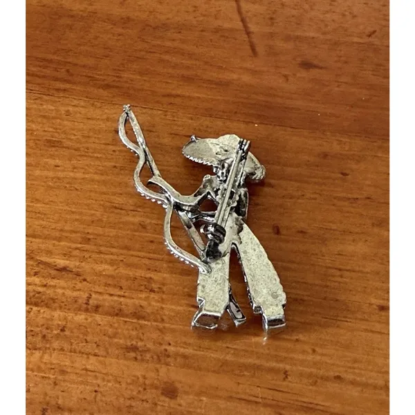 Vintage Silver Tone Mexican Vaquero Brooch Sombrero Cowboy Figural Pin - Image 6