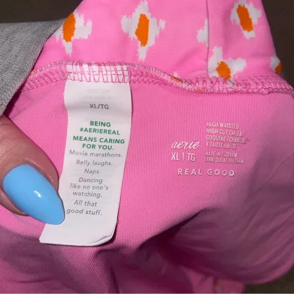 Aerie Pink and Orange Patterned Bikini Bottom - Image 4