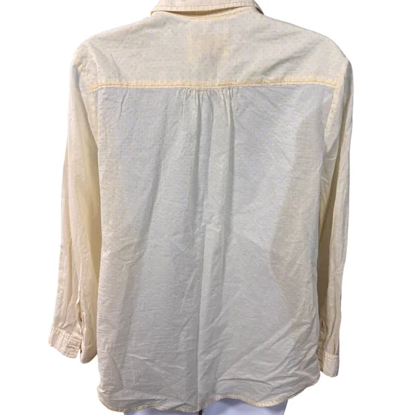Maeve Polka Dot Button Up Shirt Cream Yellow‎ 12 Preppy Academia Anthropologie - Image 5