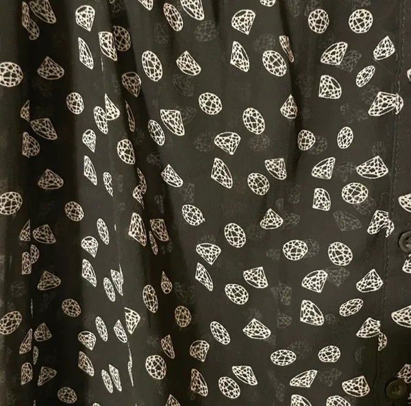 Torrid Diamond Print Sheer Chiffon Shirt Dress 3/4 Sleeve Black & White Size 1 - Image 6