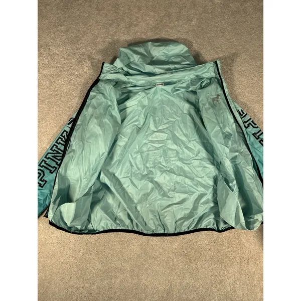 Victorias Secret PINK Jacket XS Ombré Teal‎ Full Zip Tuckaway Hood Windbreaker - Image 6