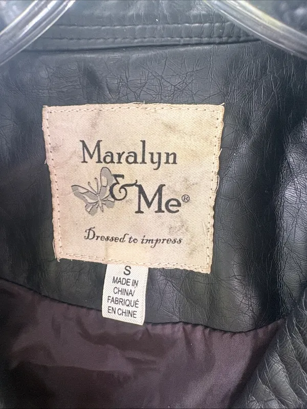 Maralyn & Me Black Faux Leather Quilted Moto Jacket - Image 2