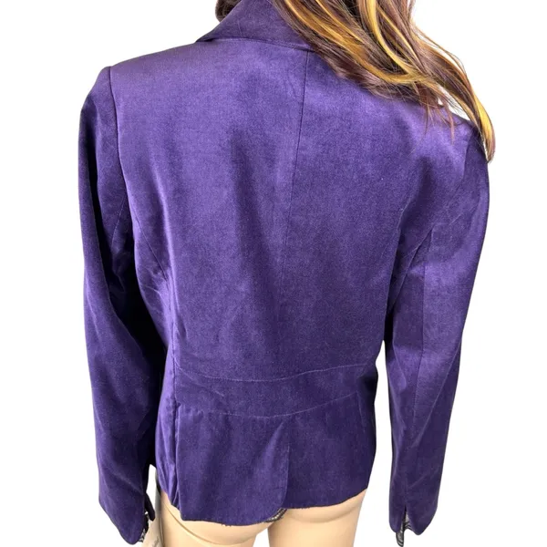 Apostrophe Women's Purple Velvet Blazer Black‎ Lace Sz 6P color purple NWT - Image 2